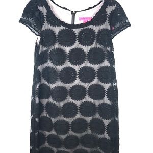 BETSEY JOHNSON Floral black lace dress s/s Sz 6